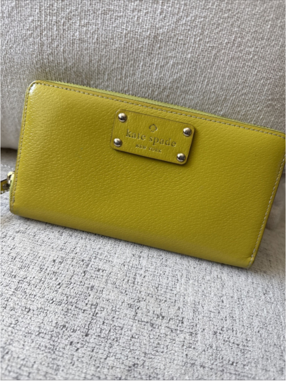 Kate Spade Wellesley Neda Wallet Large Continental Yellow Zip Around Clutch